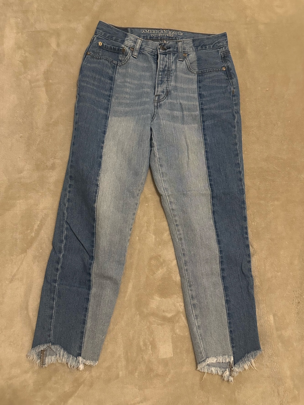 American Eagle Two-Tone Blue Patchwork Jeans